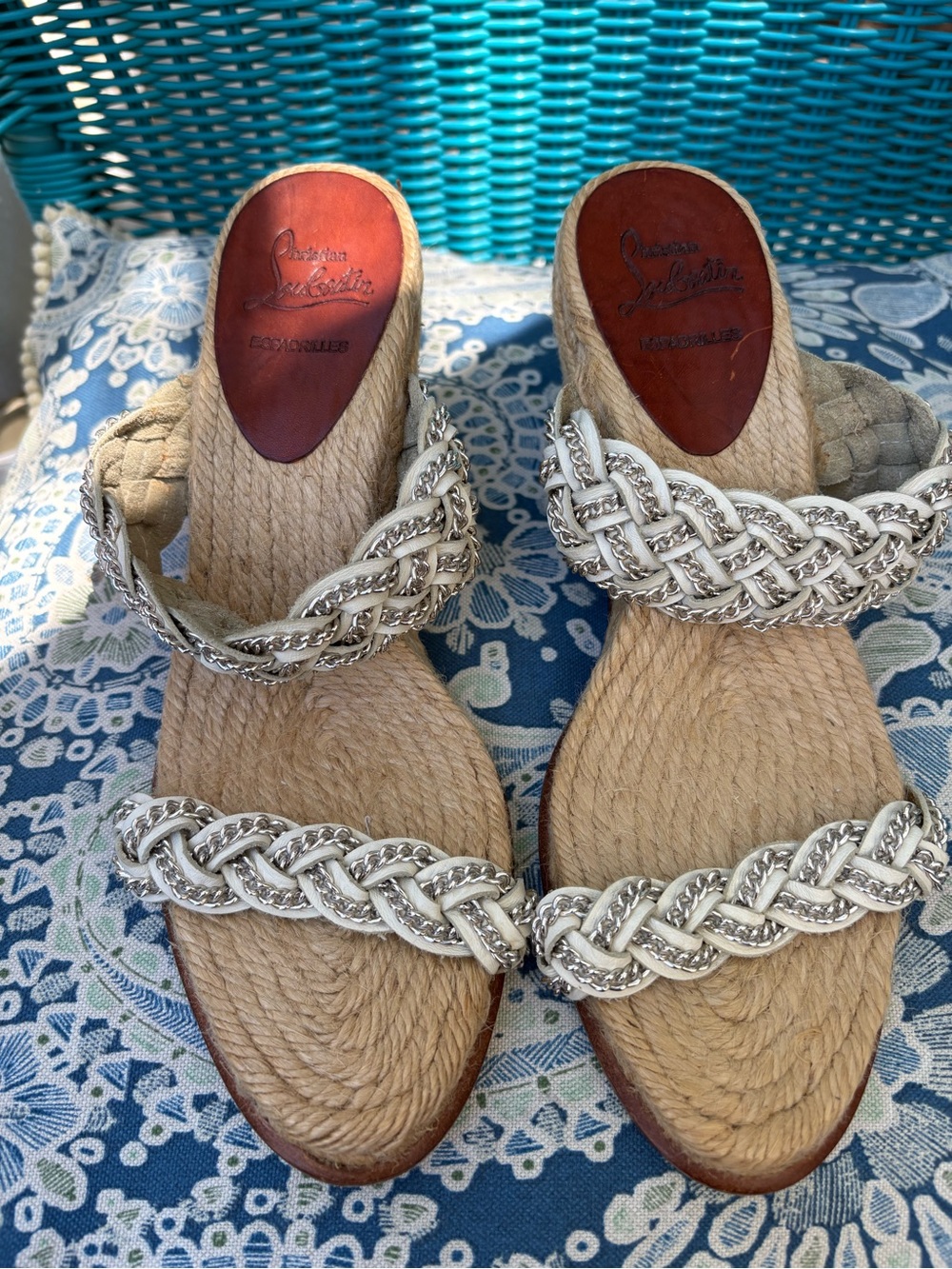 Christian Louboutin Leather Patterned Espadrilles Gently Worn EUC Size 36 - Picture 2 of 10